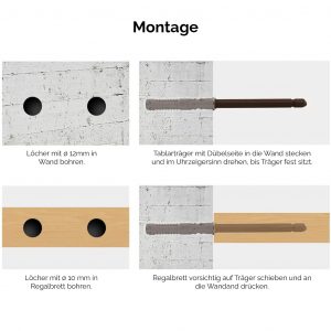 Tablarträger für Wandregale klein Montage